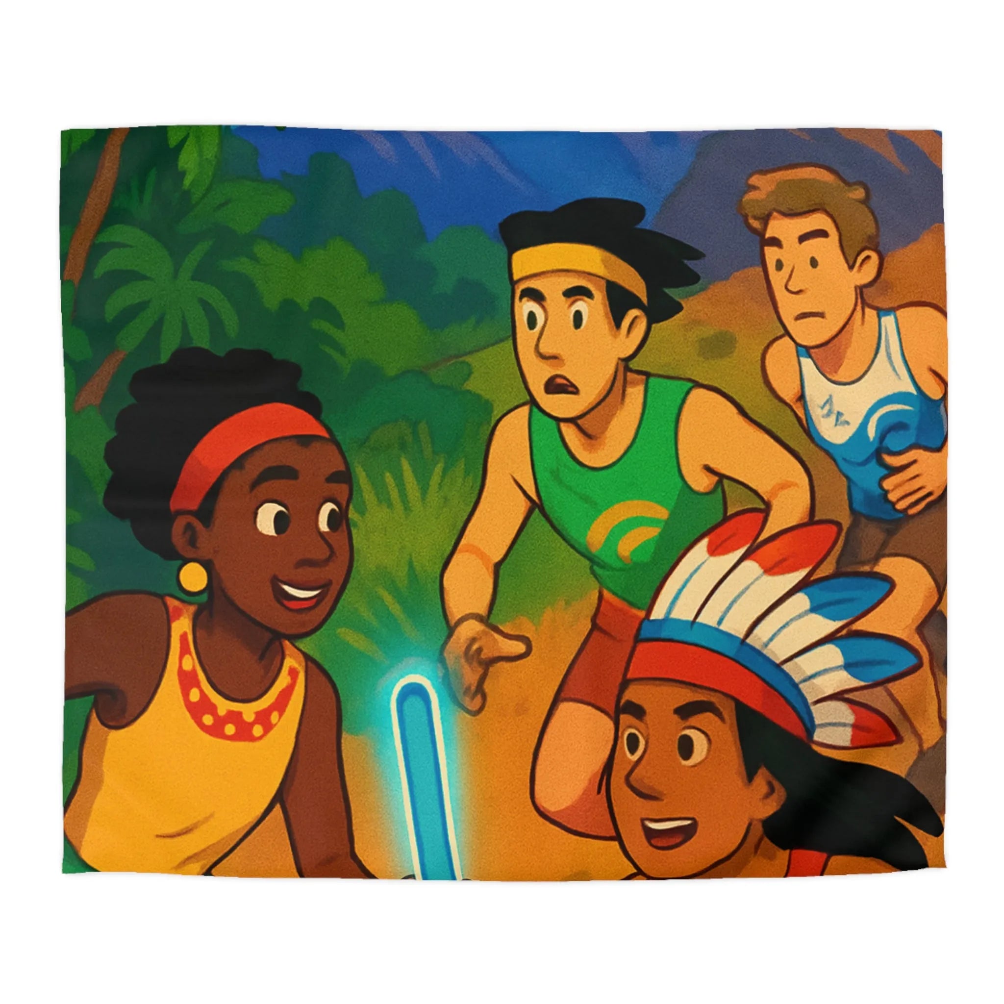 Excursion Nocturne Amusante: Housse de Couette avec Athlètes Courant sous le Ciel Étoilé