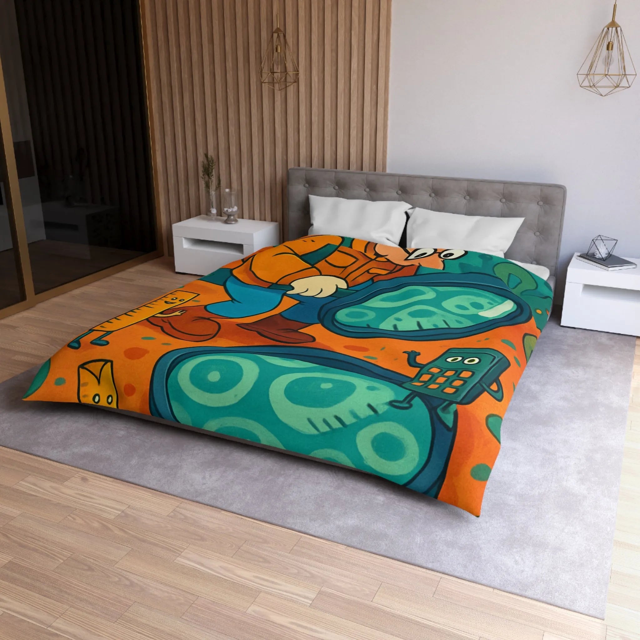 Explorez une Housse de Couette Fantaisie, Aventure Visuelle pour Enfants avec Loupe et Calculateur