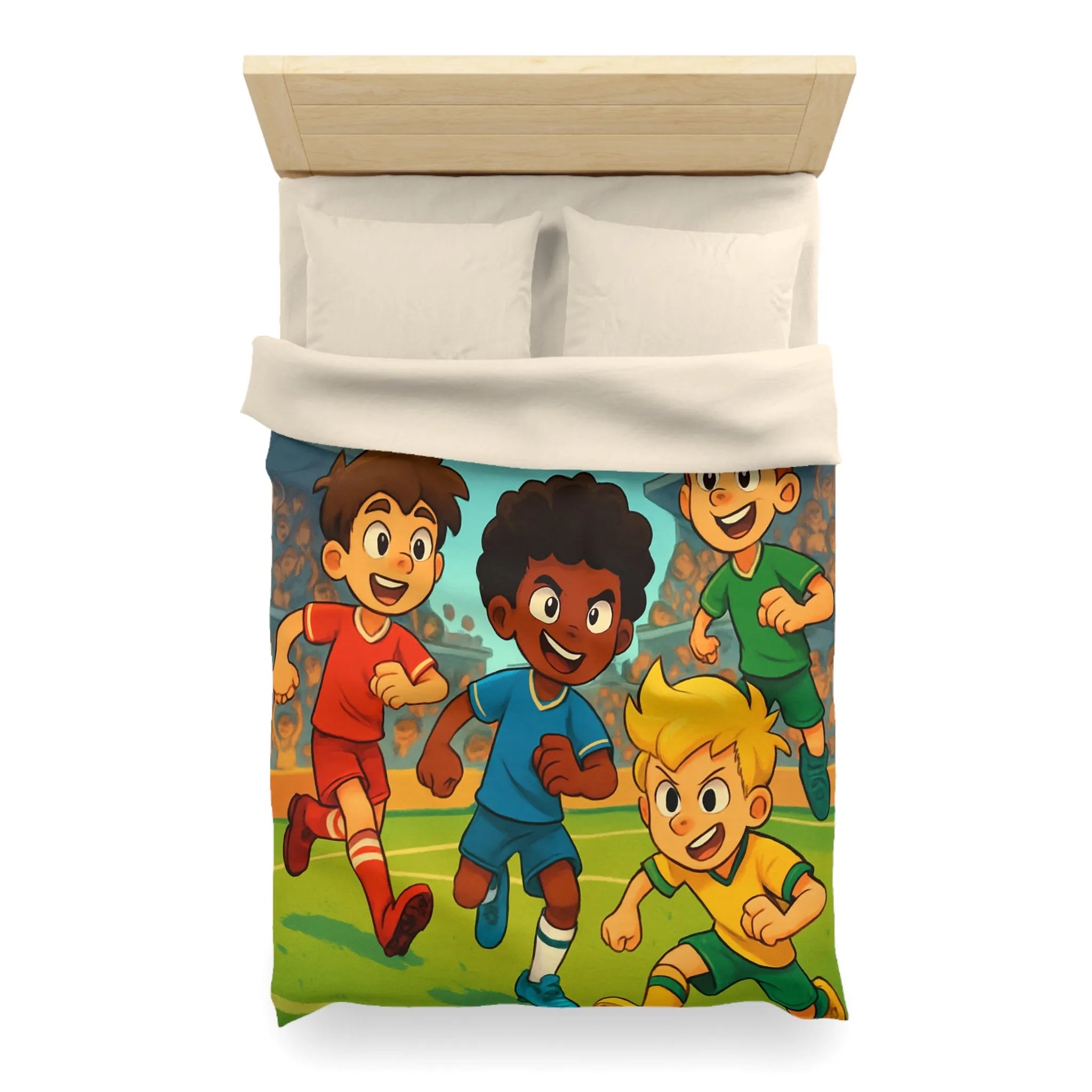 Housse de couette ludique sur le thème du football avec enfants et ballon magique