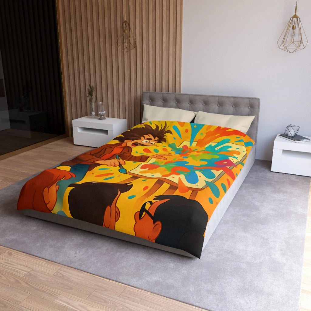 Housse de couette inspirée d'artiste créatif avec explosion de couleurs vibrantes et joyeuses