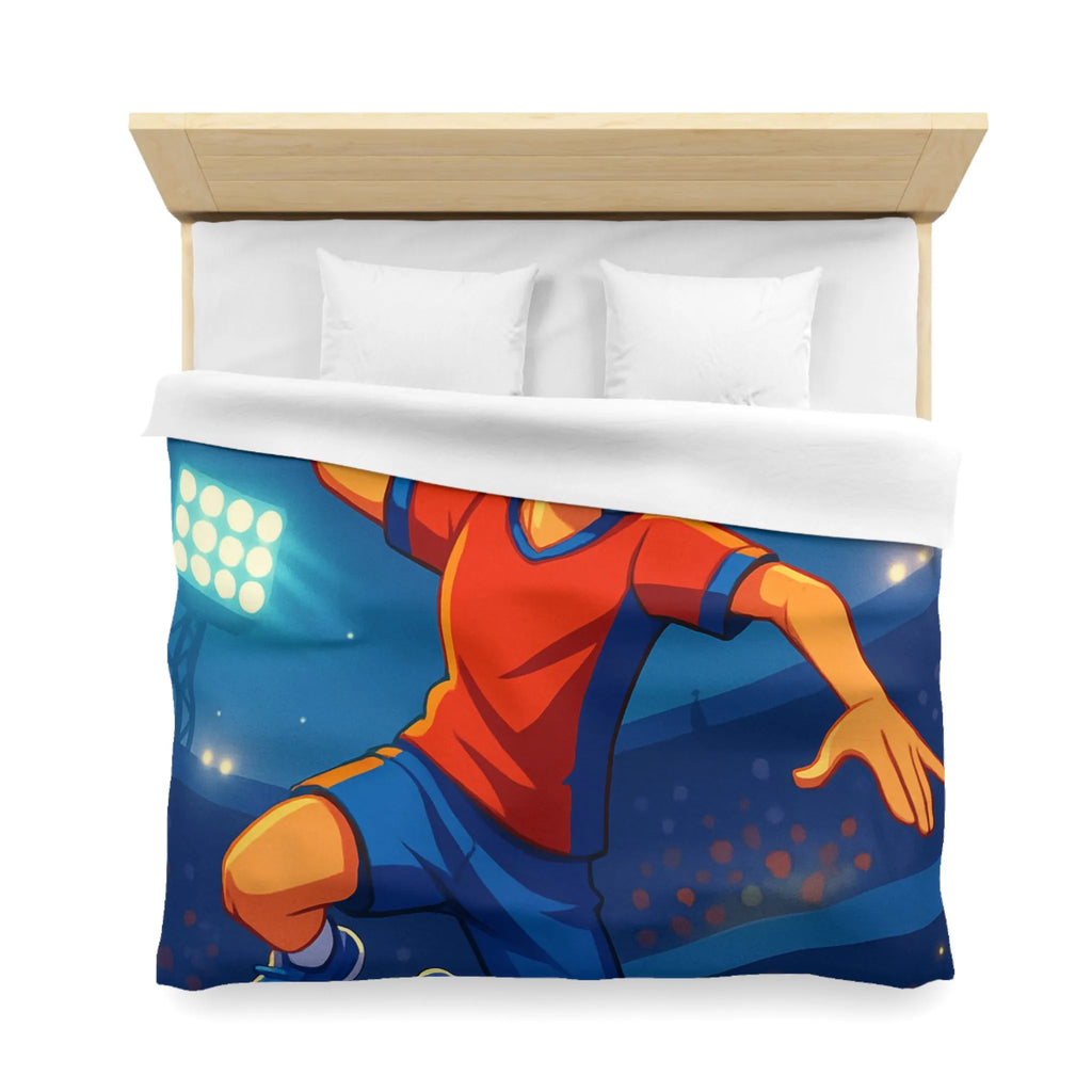 Housse de couette enfant illustrée de joueur de handball dynamique et énergétique