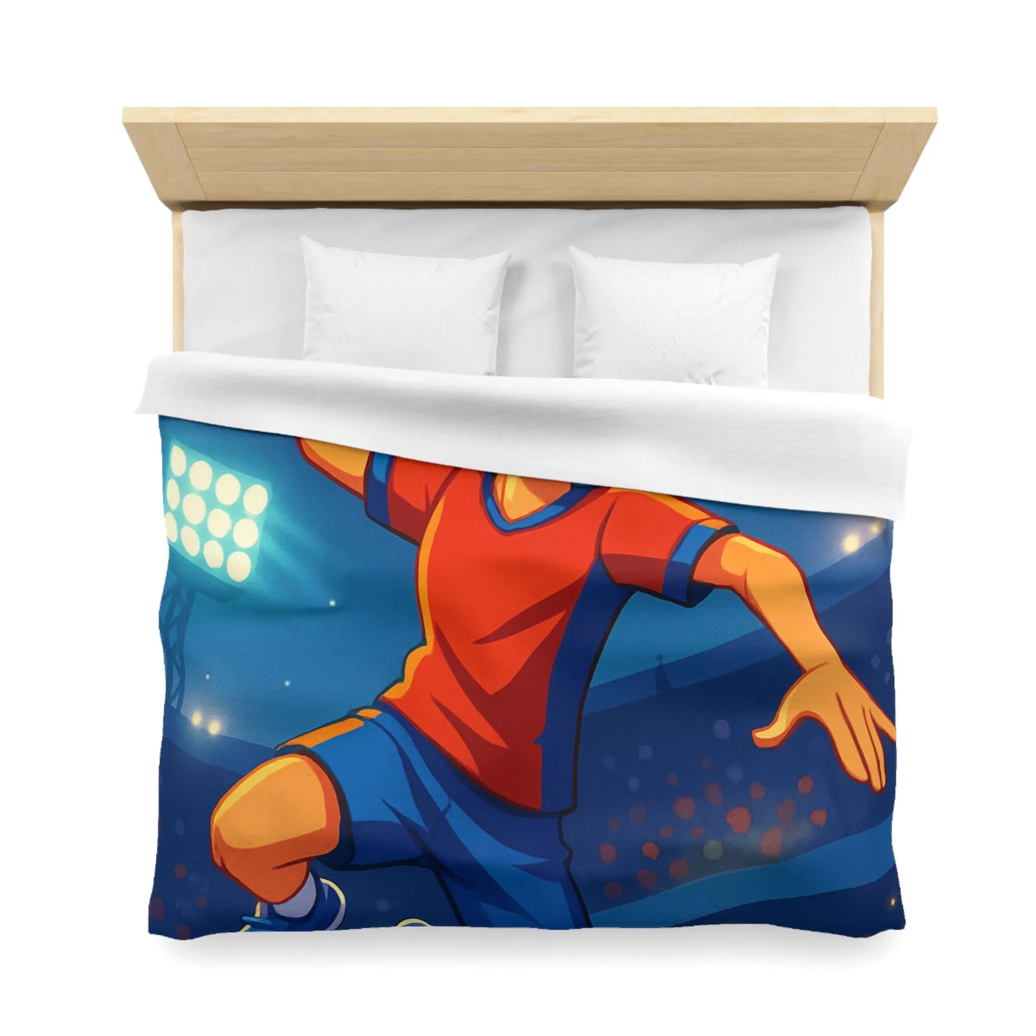 Housse de couette enfant illustrée de joueur de handball dynamique et énergétique