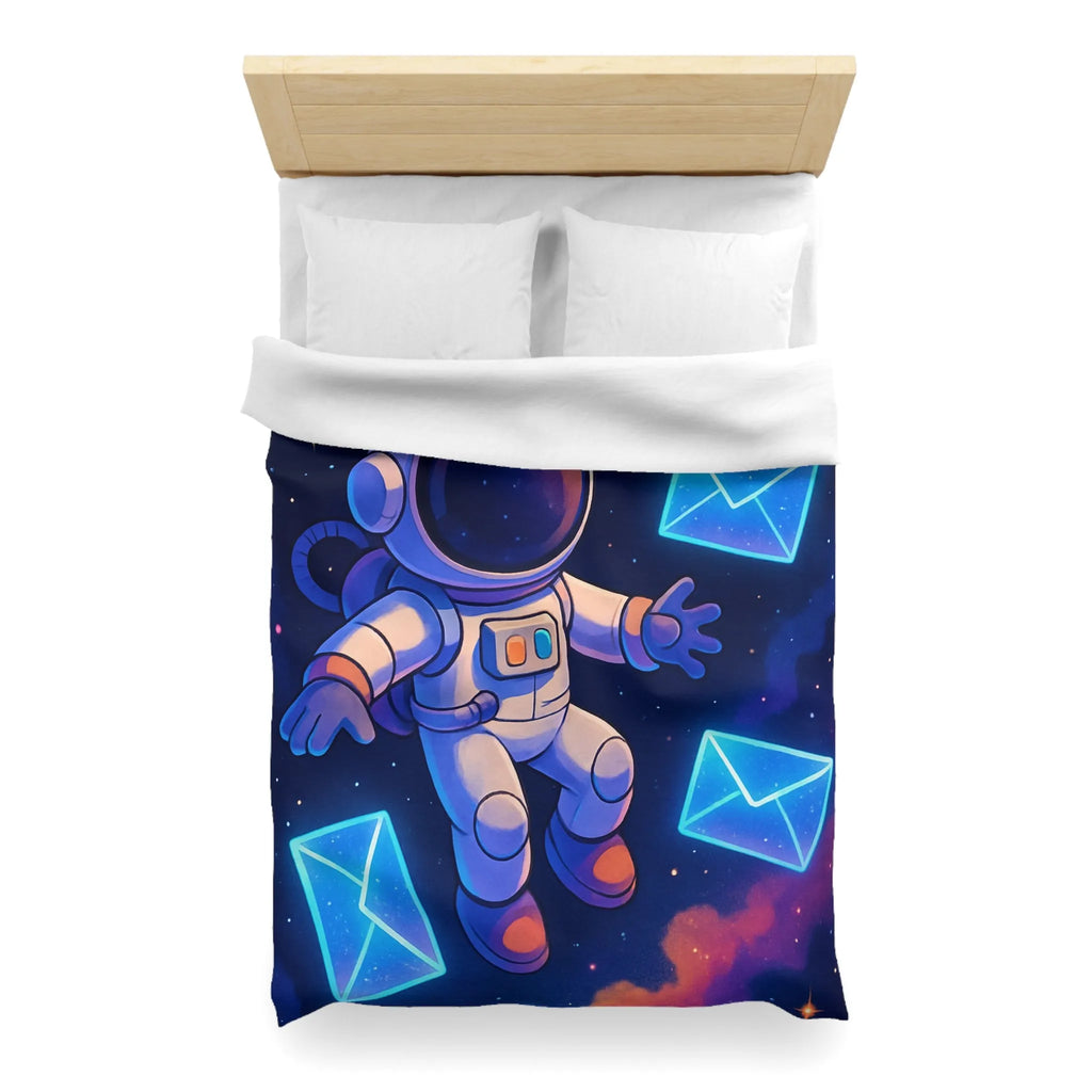 Housse de Couette Astronaute Flottant dans l'Espace avec Enveloppes et Planète Colorée