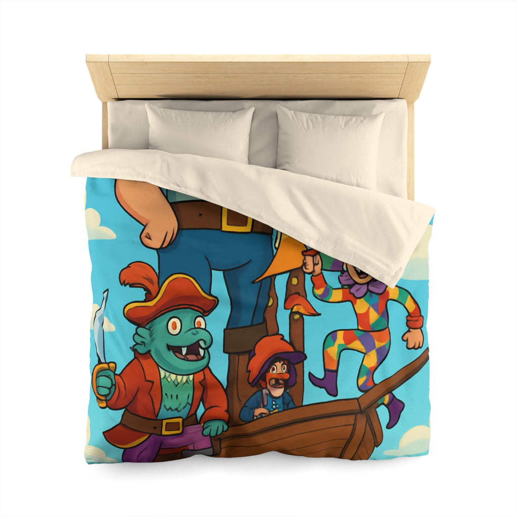Housse de couette pirate joyeux arc-en-ciel colorée avec bateau pour enfant chambre