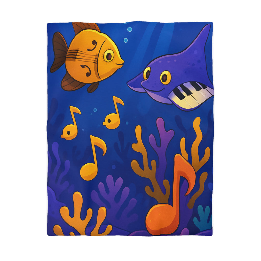 Housse de couette sous-marine colorée avec poissons et touches de musique océanique