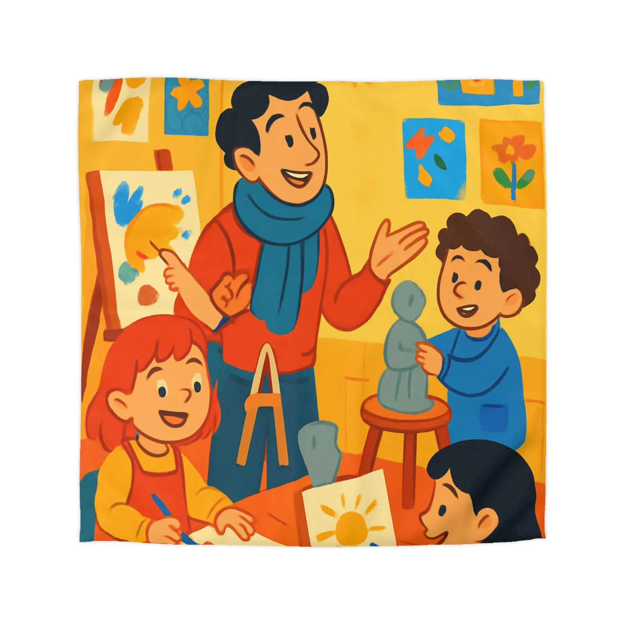 Enchantez votre chambre avec une housse de couette colorée pour enfants sur le thème artistique