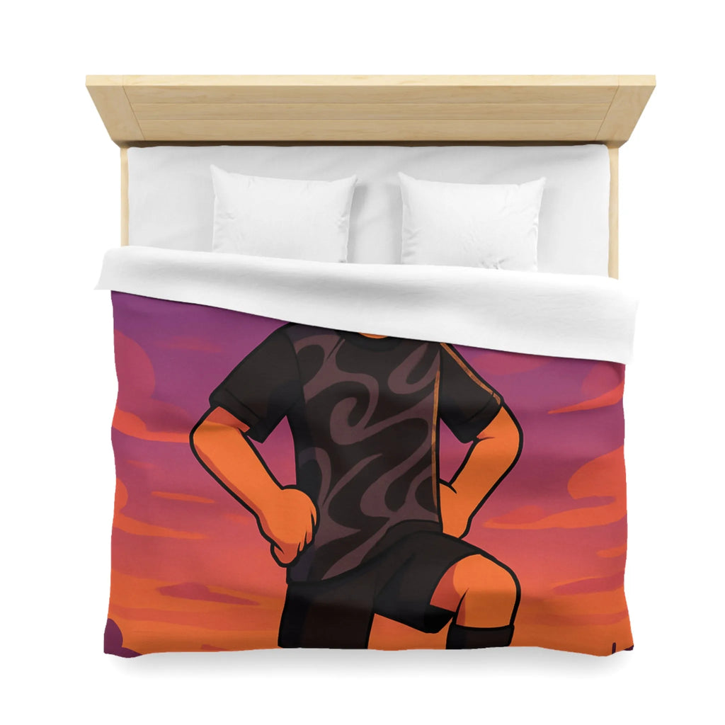 Housse De Couette Enfant Avec Illustration Inspirante Joueur De Football Au Coucher Du Soleil