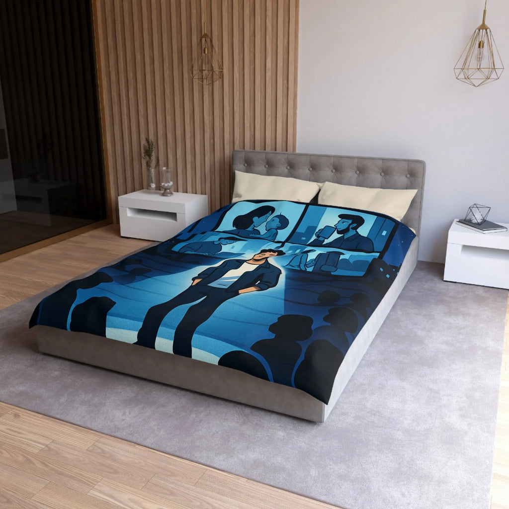 Housse de Couette Microfibre Art Graphique Contemporain Style Décoratif Chambre Tendance