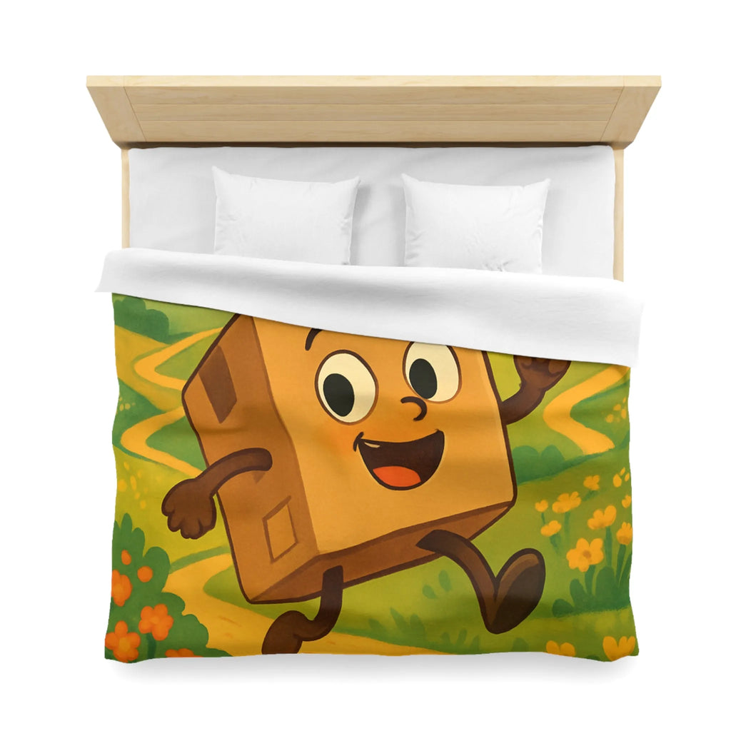 Housse de couette joyeuse avec paysage printanier et boîte sautillante amicale