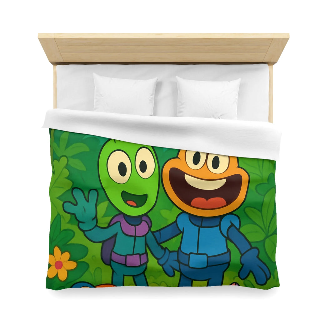 Housse de couette colorée avec animaux et extraterrestres dans une jungle animée