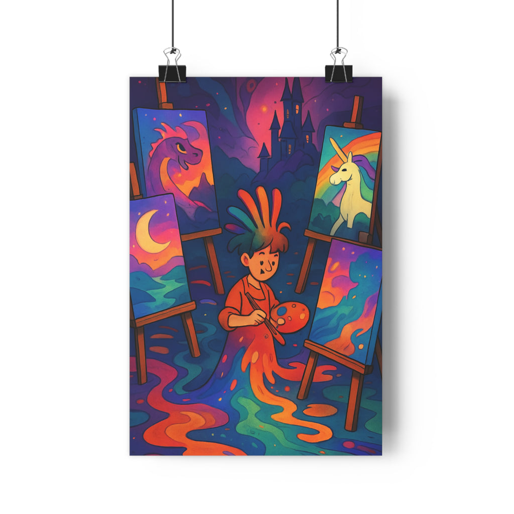 Poster décoratif cartoon magique multicolore féerique chambre créatif artistique vibrant unique ambiance 30x46 cm