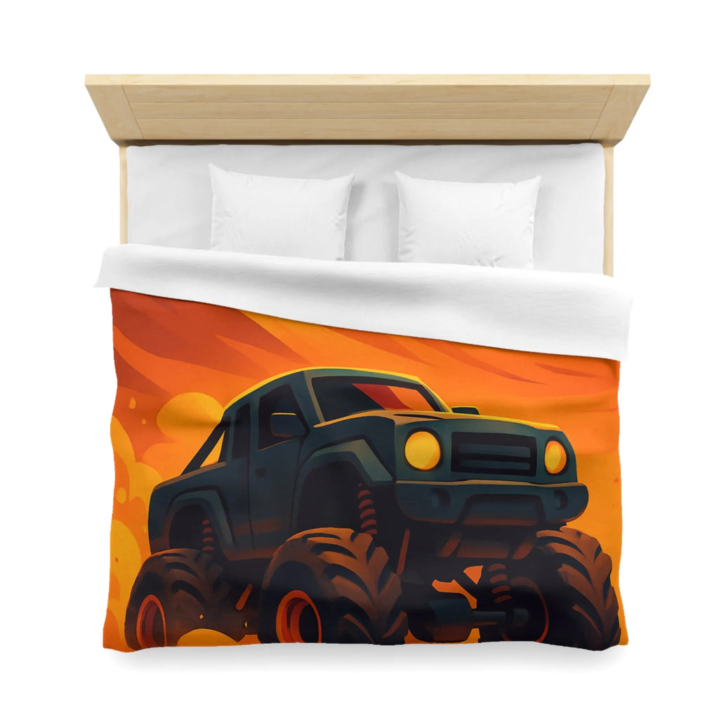 Housse de couette camion monstres désert coucher de soleil aventure pour chambre d'enfant