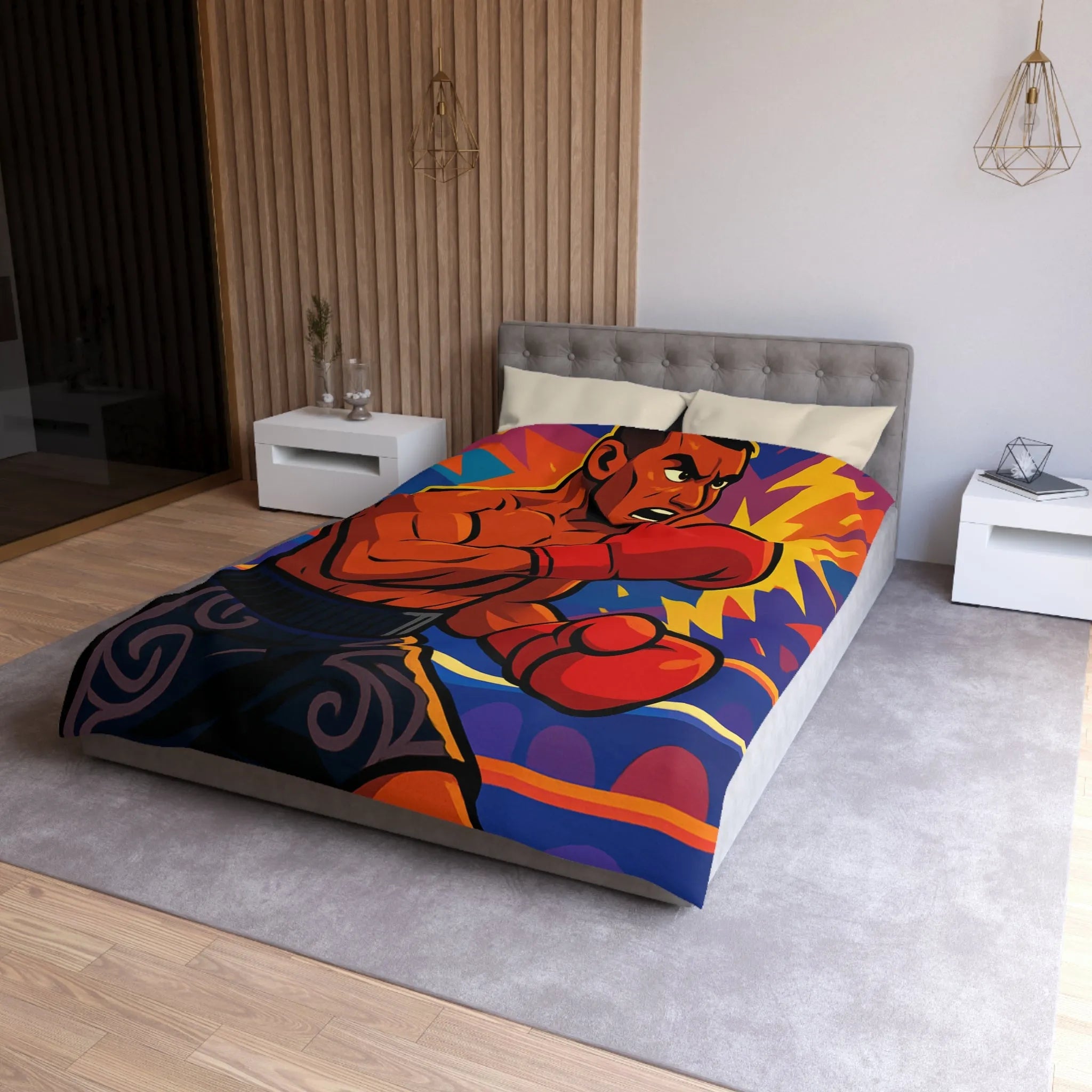 Housse de Couette Microfibre Art Graphique Contemporain Style Décoratif Chambre Tendance