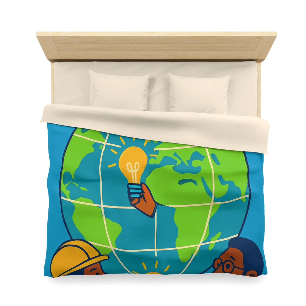 Housse de couette innovante avec globe, diversité et ampoules lumineuses pour un monde uni