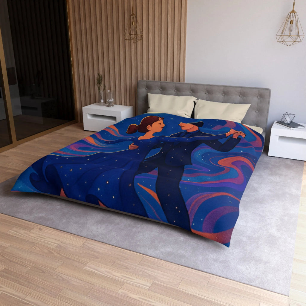 Housse de couette dansante sous la lune avec motif étoilé coloré et romantique