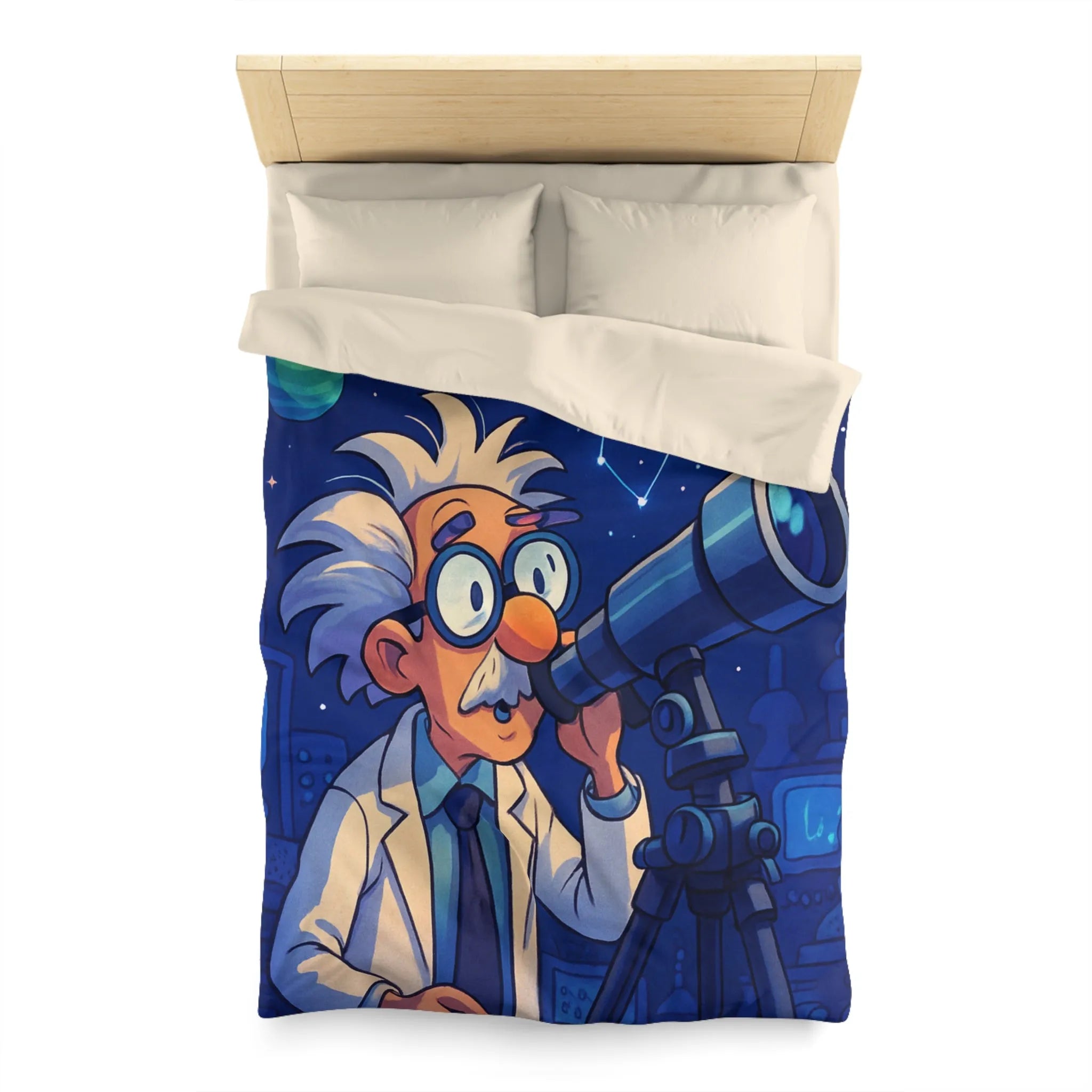 Housse de Couette Enseignant Passionné Astronomie Télescope Étoiles Planètes Enfants Chambre Décorative