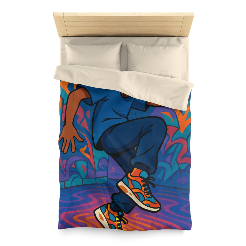 Housse de couette vibrante danseur street art moderne pour chambre adolescente colorée