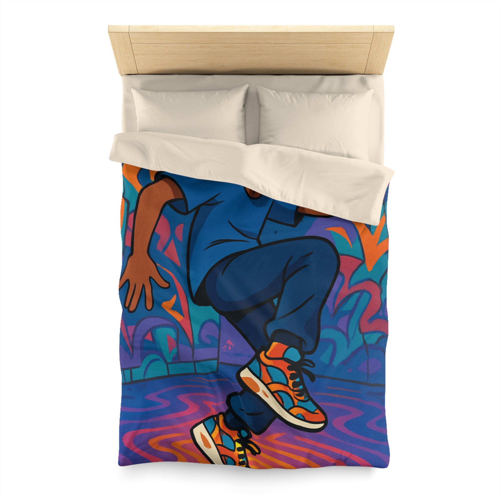 Housse de couette vibrante danseur street art moderne pour chambre adolescente colorée