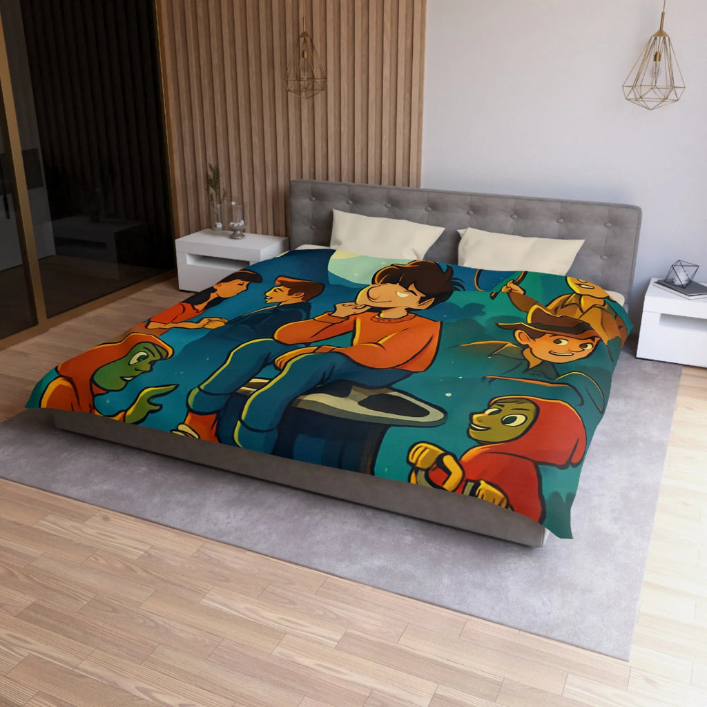 Housse de Couette Microfibre Art Graphique Contemporain Style Décoratif Chambre Tendance