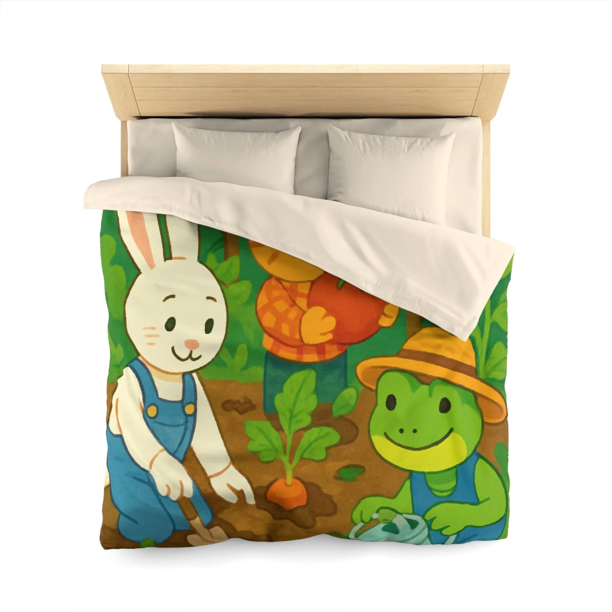 Housse de couette enfant avec animaux adorables jardiniers pour chambre thématique colorée