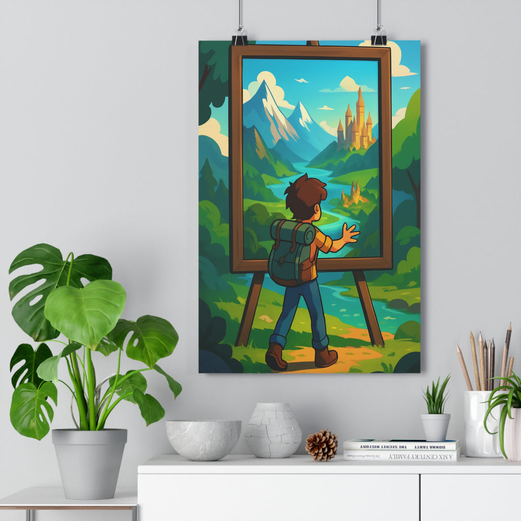 Poster décoratif vibrant paysage fantastique magique aventure garçon chambre salon enfant art cadre qualité