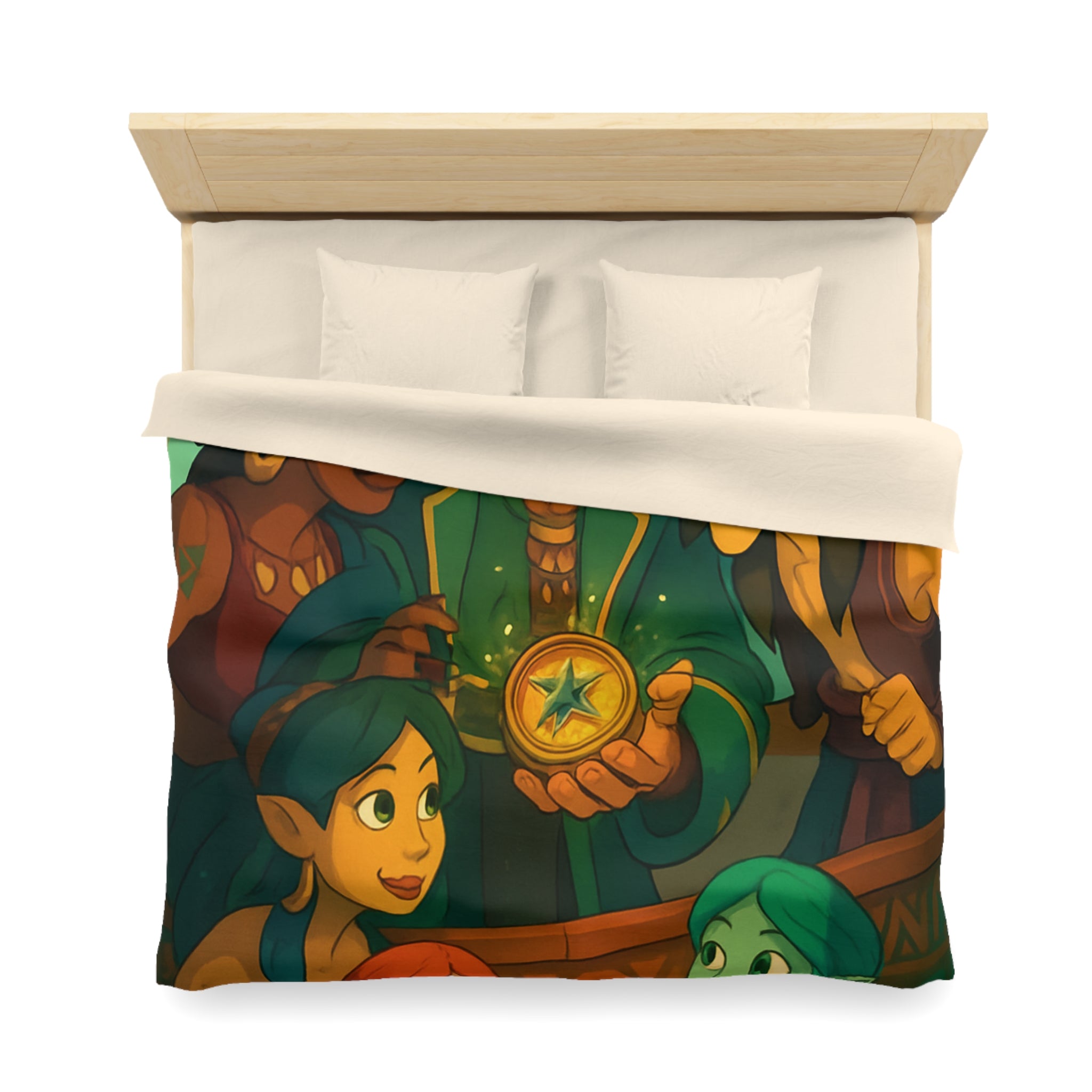 Housse de couette pirate et sirènes avec trésor sur mer émeraude et ciel