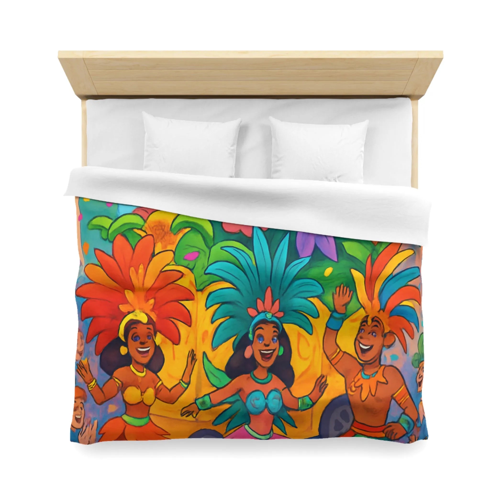 Housse de couette colorée avec danseurs et fleurs inspirée d'un carnaval tropical festif