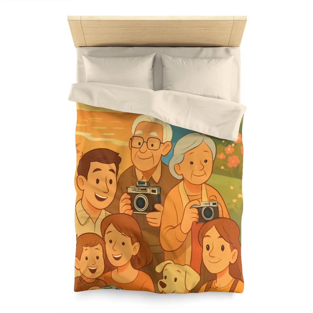 Housse de Couette Enfants Aventure Famille Paysage Soleil et Montagne Poétique Douceur