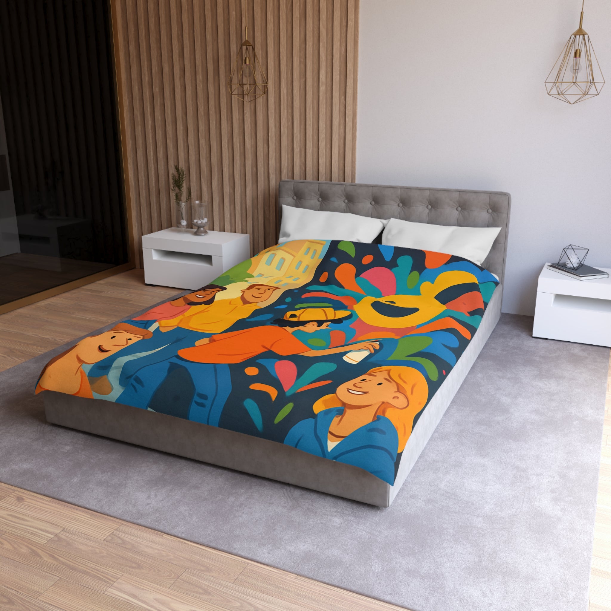 Housse de Couette Microfibre Design Artistique Moderne Décoration Chambre Confort Premium