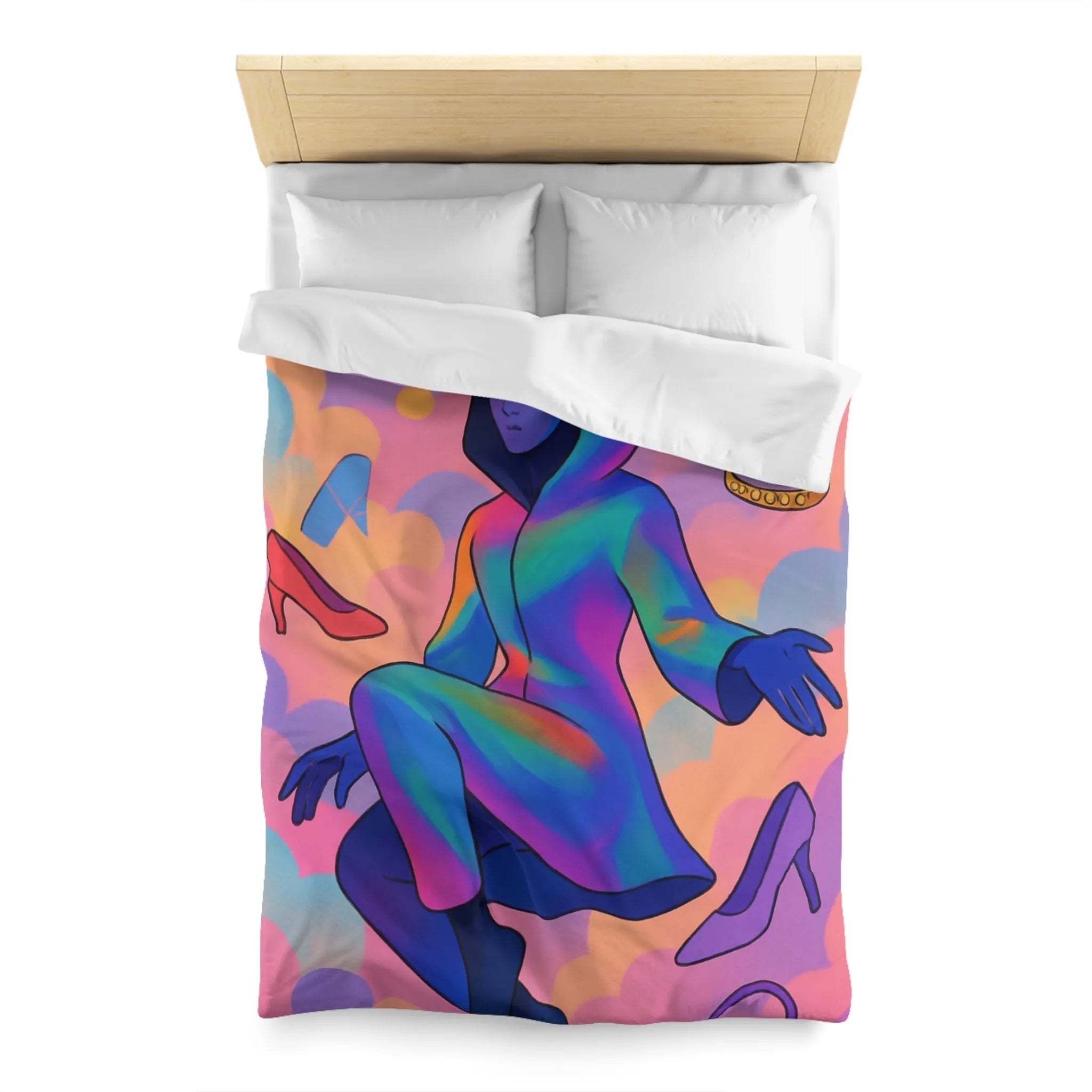 Housse de Couette Microfibre Art Graphique Contemporain Style Décoratif Chambre Tendance