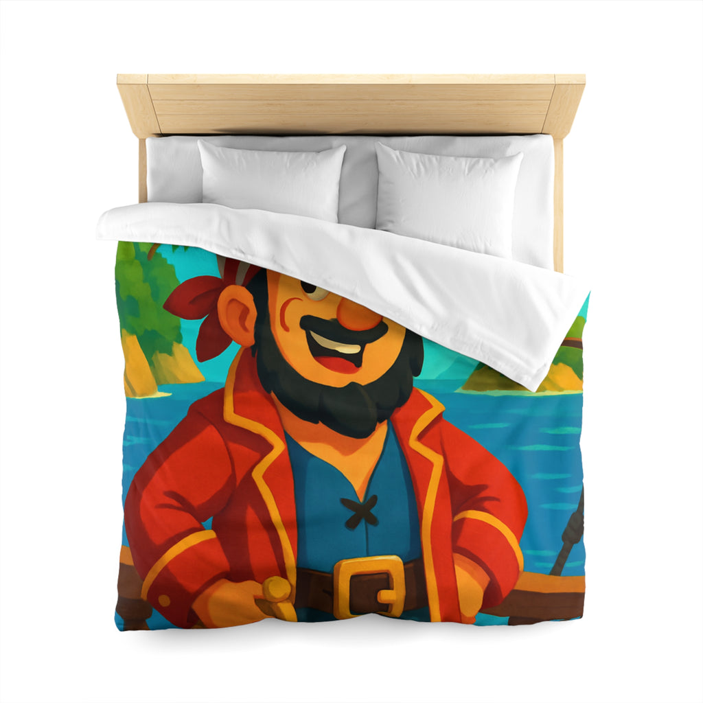 Housse de couette pirate joyeux avec carte au trésor et îles paradisiaques