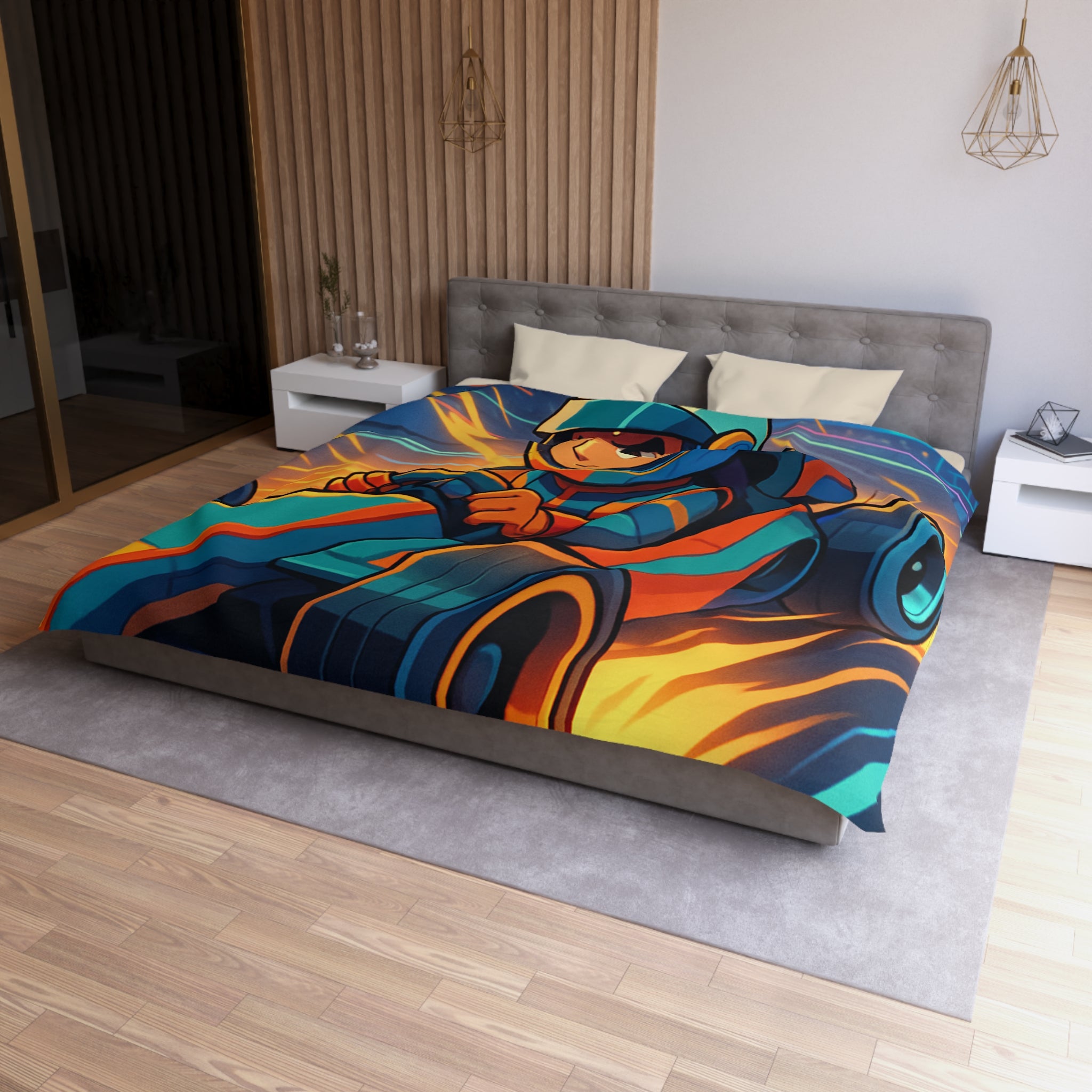 Housse de Couette Microfibre Motif Créatif Original Style Contemporain Chambre Élégante