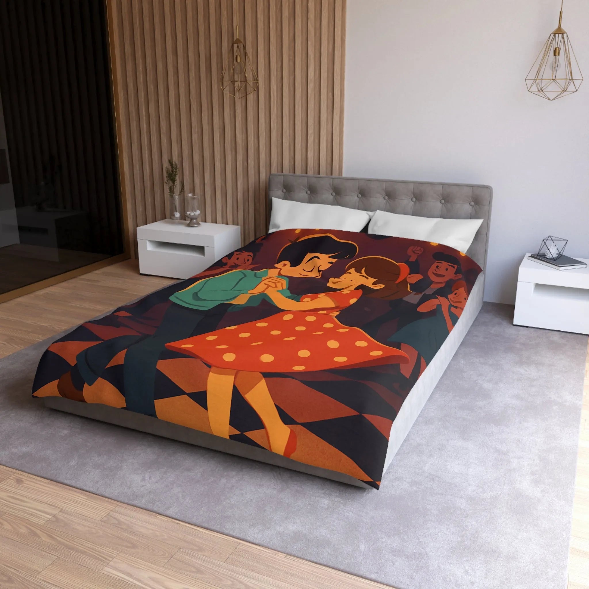 Housse de Couette Microfibre Art Graphique Contemporain Style Décoratif Chambre Tendance