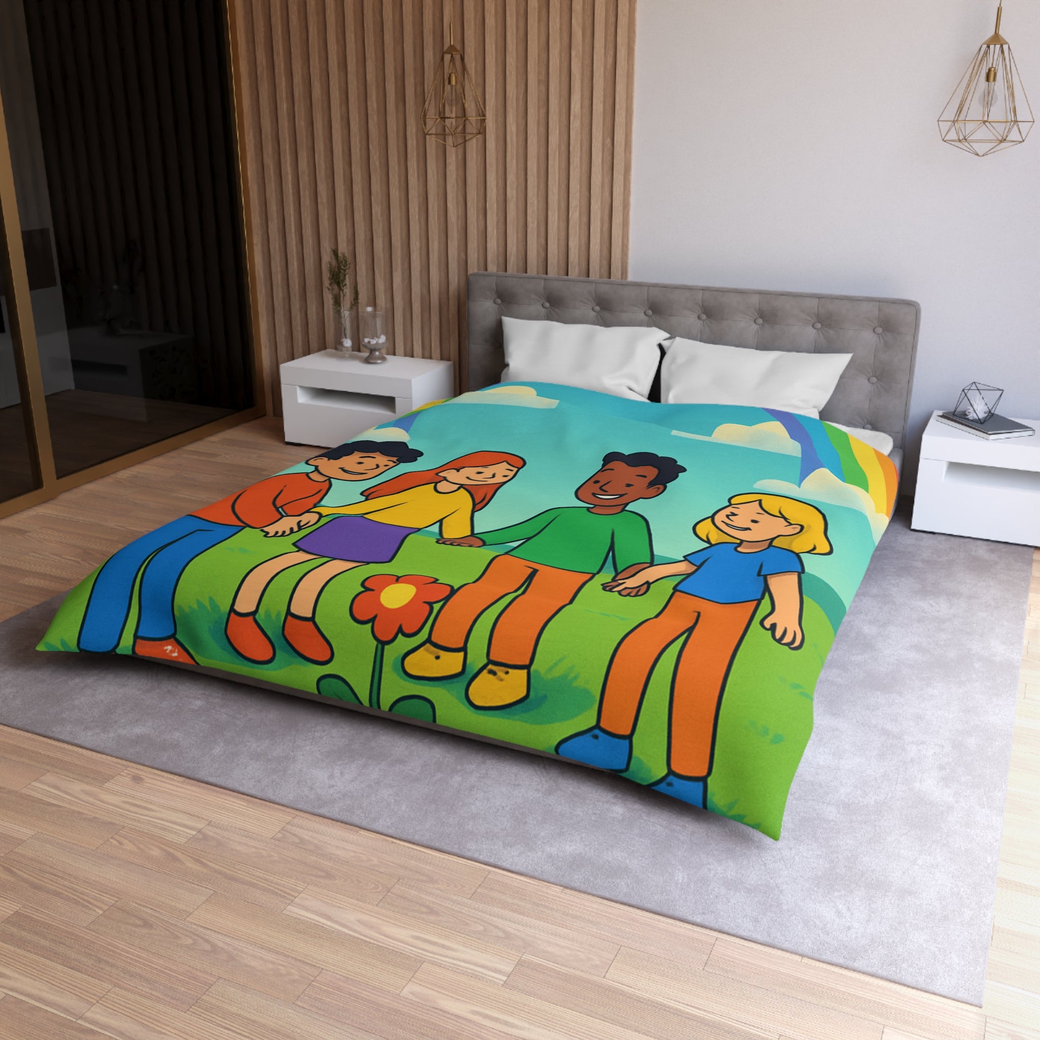 Housse de Couette Microfibre Illustration Unique Design Moderne Décoration Intérieure Raffinée