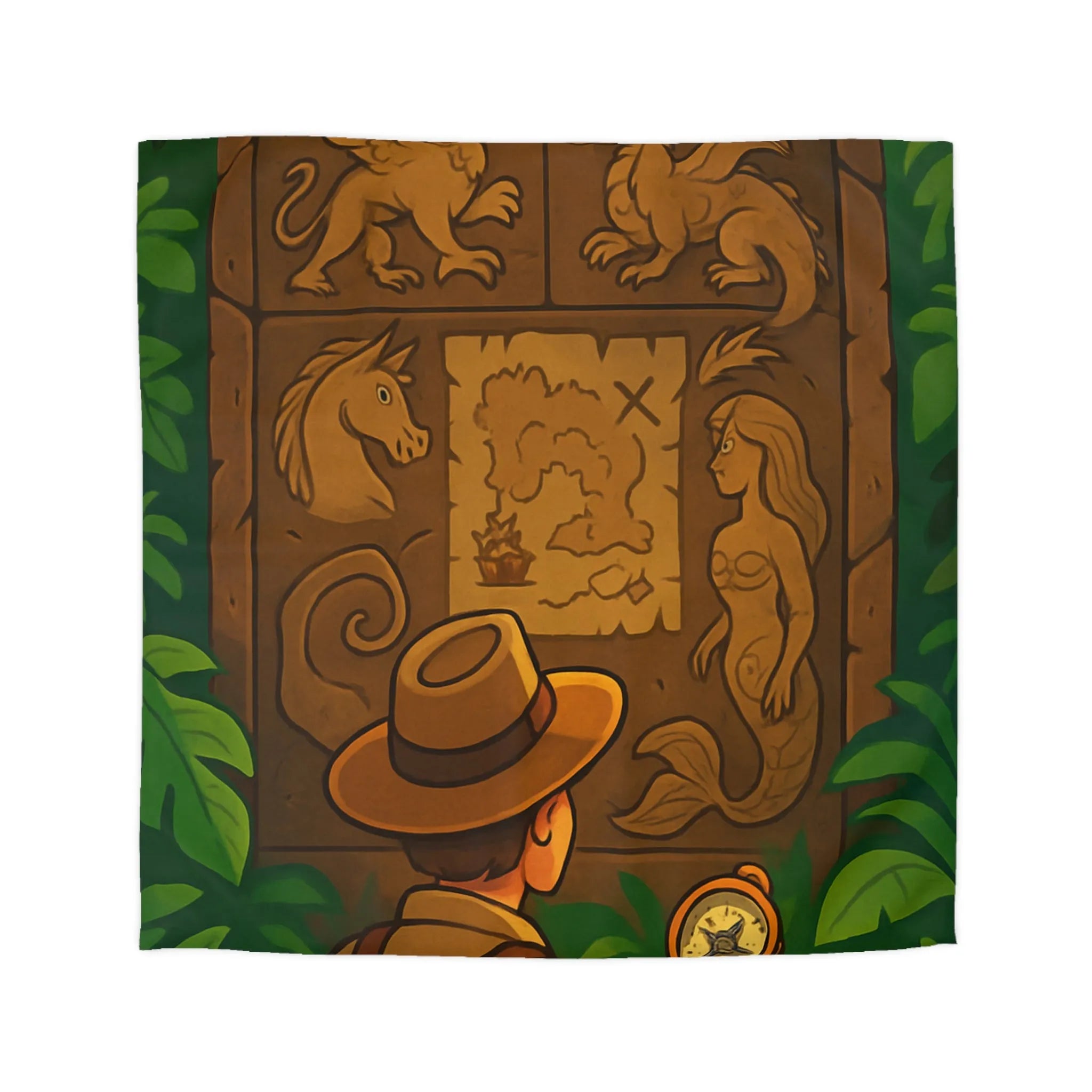 Explorez des créatures mythiques dans la jungle avec notre housse de couette détaillée et colorée