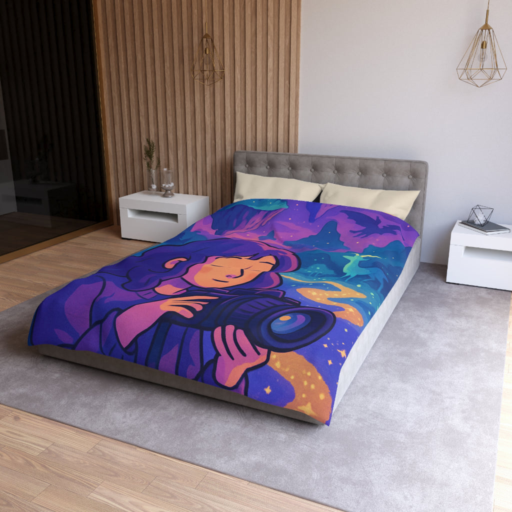 Housse de Couette Mystique avec Paysage Onirique et Envolée de Montagnes Flottantes