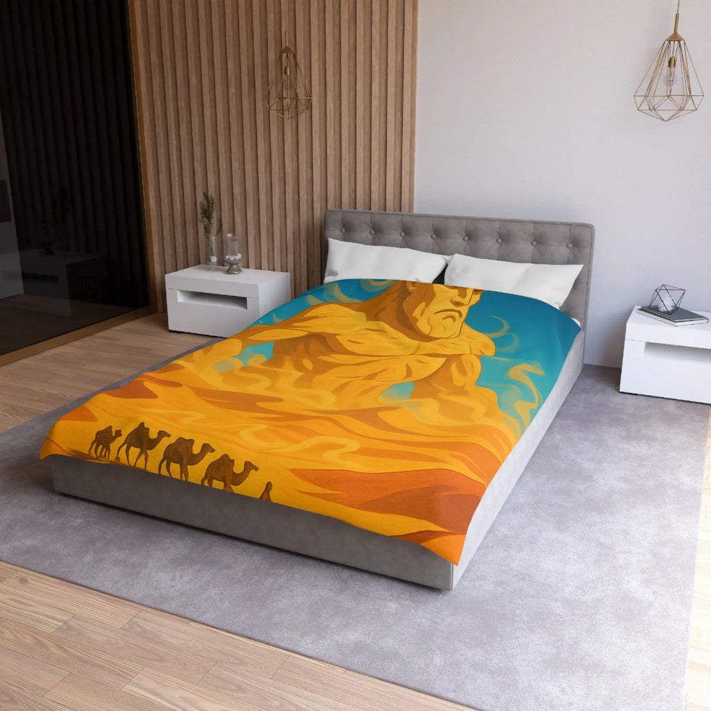 Housse de couette désert mystique avec caravane et gardien de sable géant