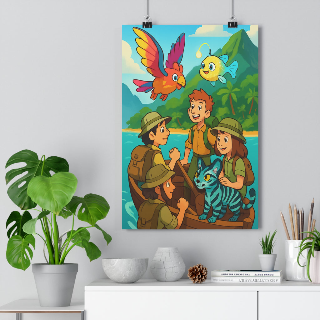 Poster décoratif aventure tropicale exploration exotique coloré joyeux enfant chambre salon vibrant créatif moderne