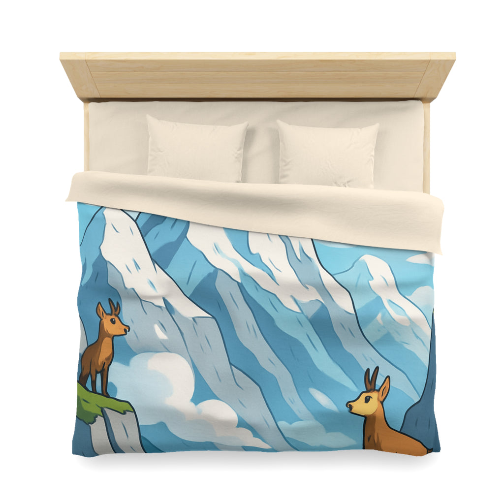 Housse de couette montagne avec aigles majestueux et bouquetins en pleine nature