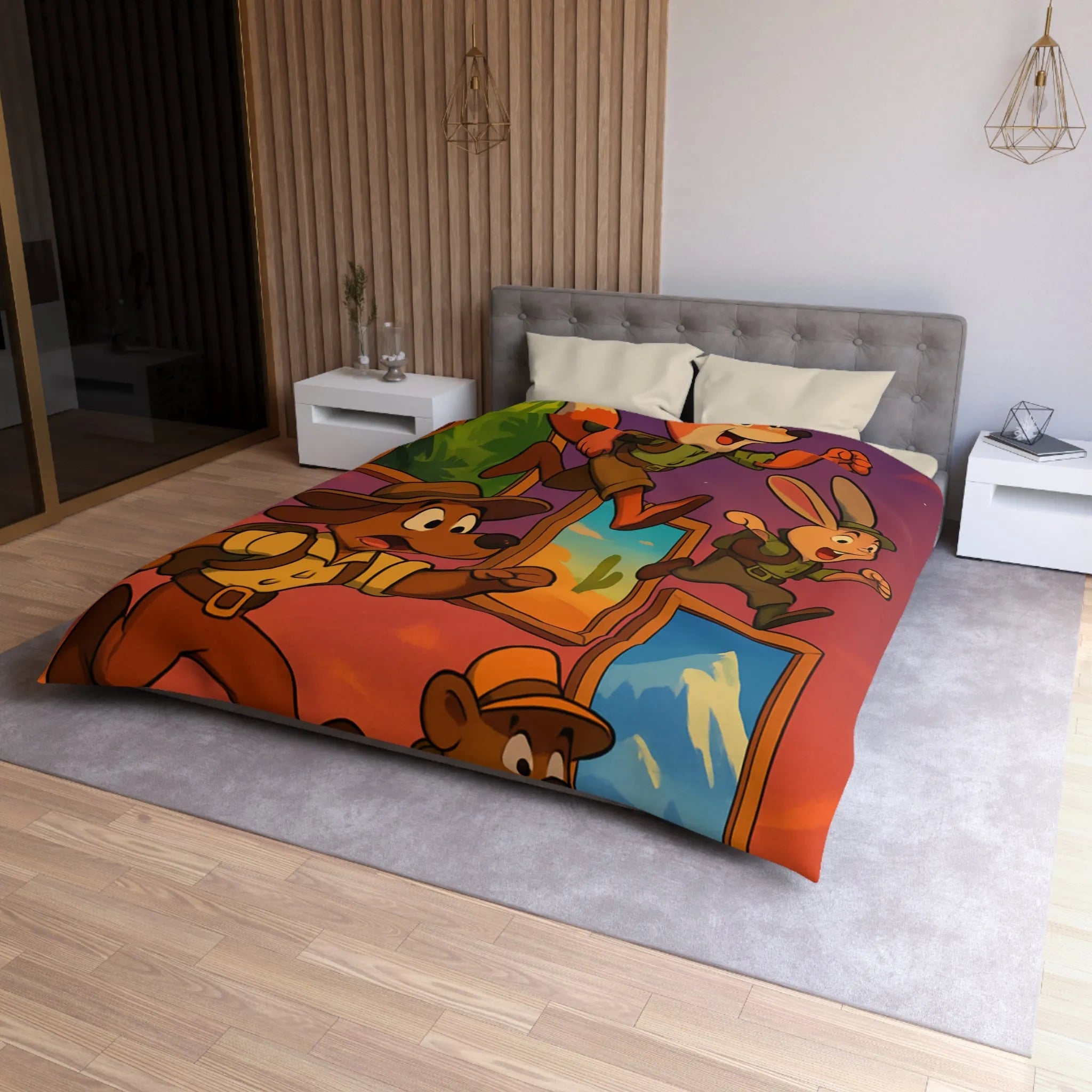 Housse de Couette Microfibre Art Graphique Contemporain Style Décoratif Chambre Tendance