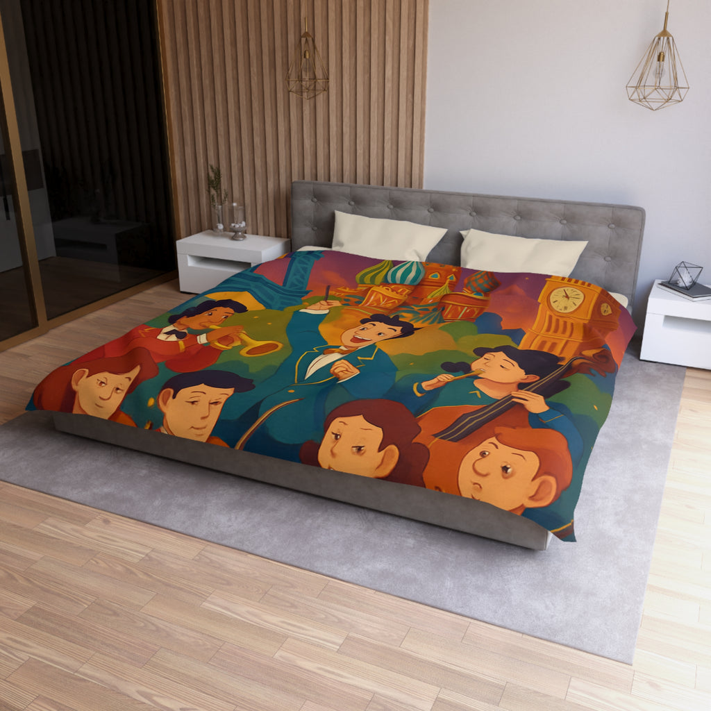 Housse de Couette Microfibre Motif Créatif Original Style Contemporain Chambre Élégante