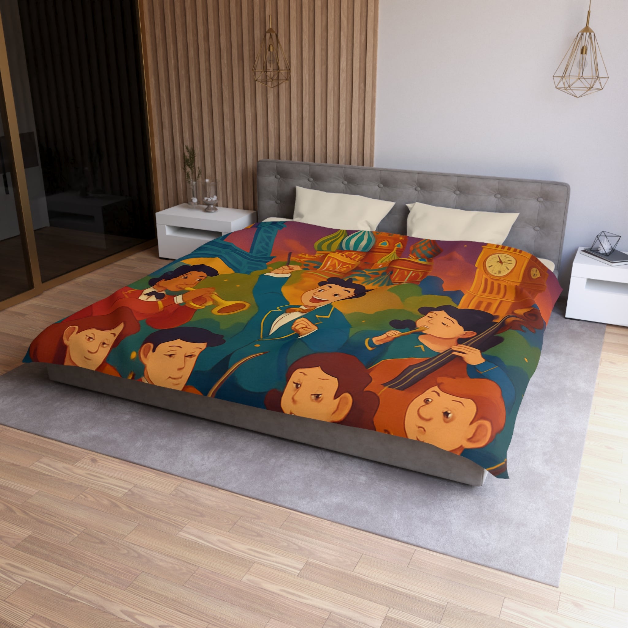 Housse de Couette Microfibre Motif Créatif Original Style Contemporain Chambre Élégante