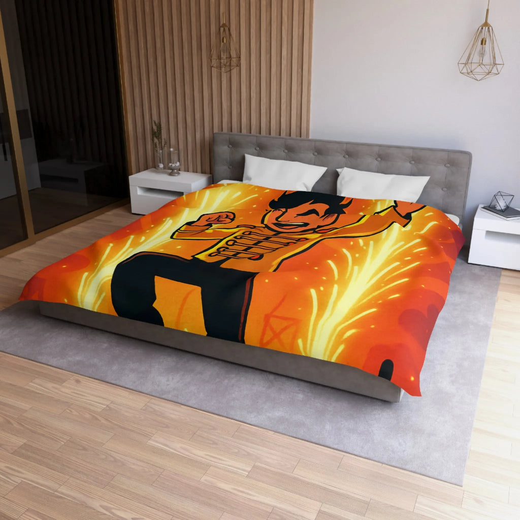 Housse de couette colorée avec personnage joyeux dans un spectacle éclatant et vibrant