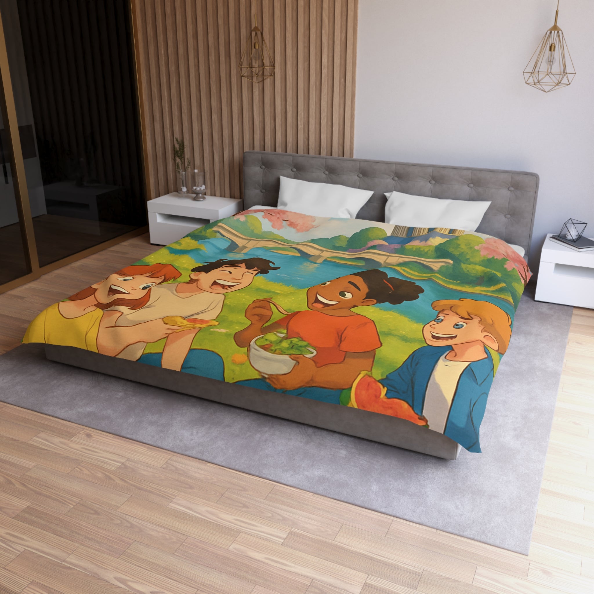 Housse de Couette Microfibre Motif Créatif Original Style Contemporain Chambre Élégante