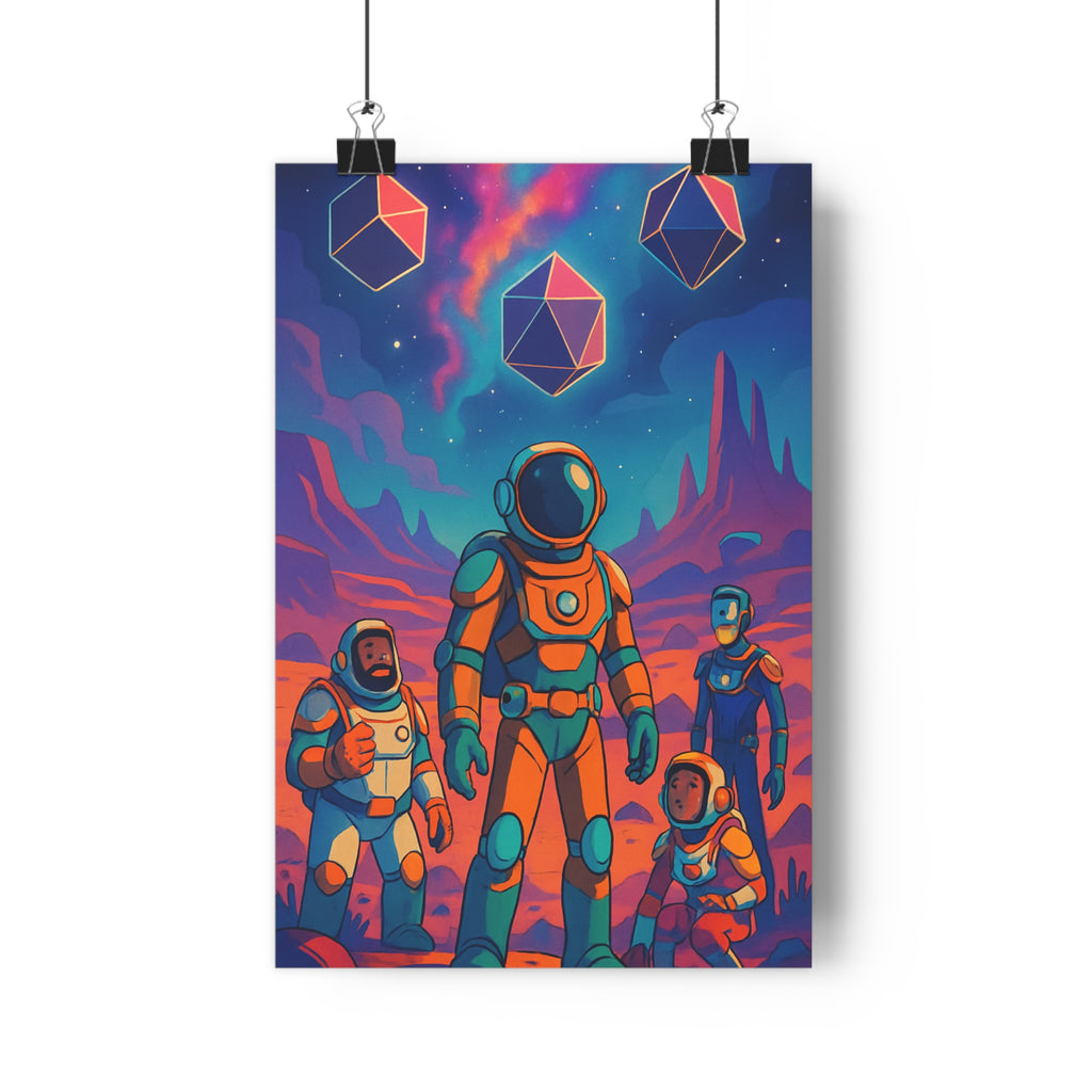 Poster décoratif sciencefiction orange violet futuriste mystérieux salon bureau chambre design moderne élégant qualité