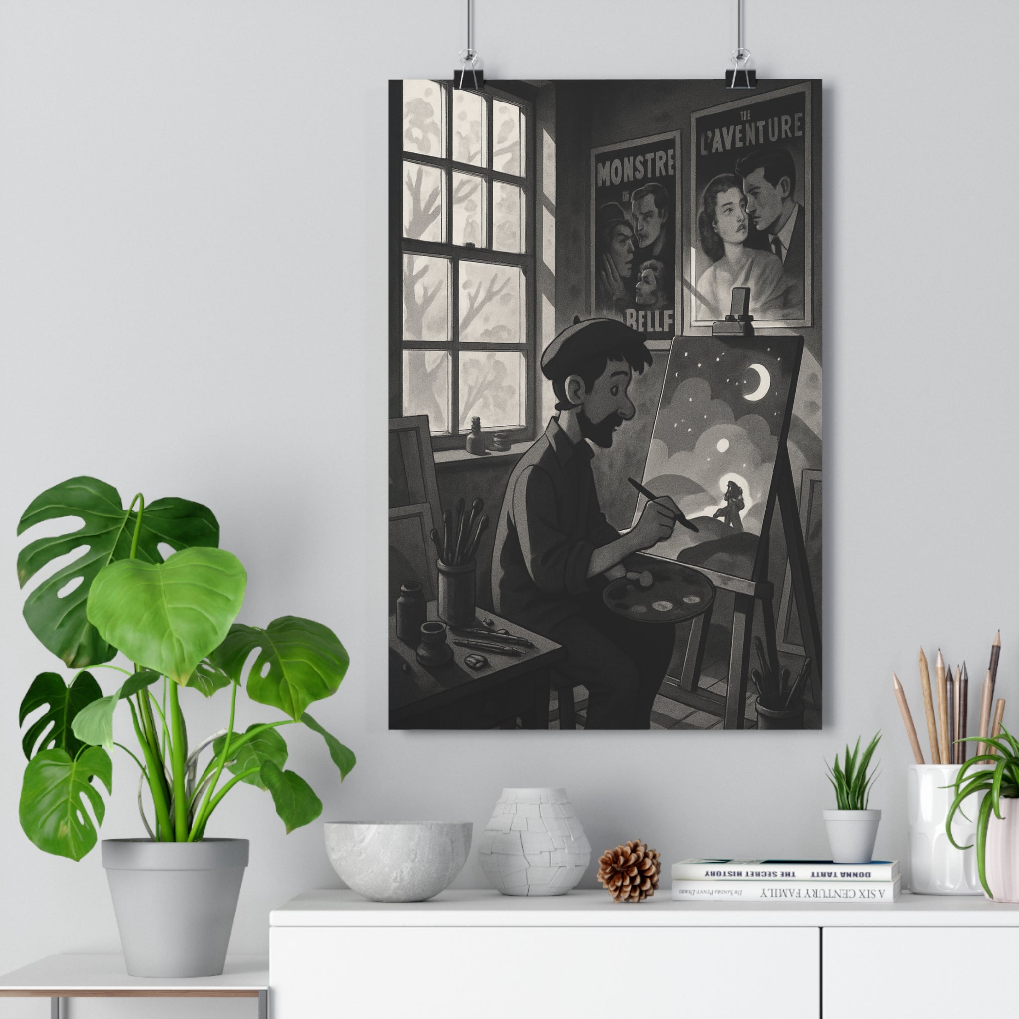 Poster décoratif vintage noir blanc bohème artistique salon chambre élégant nostalgique peinture mur déco