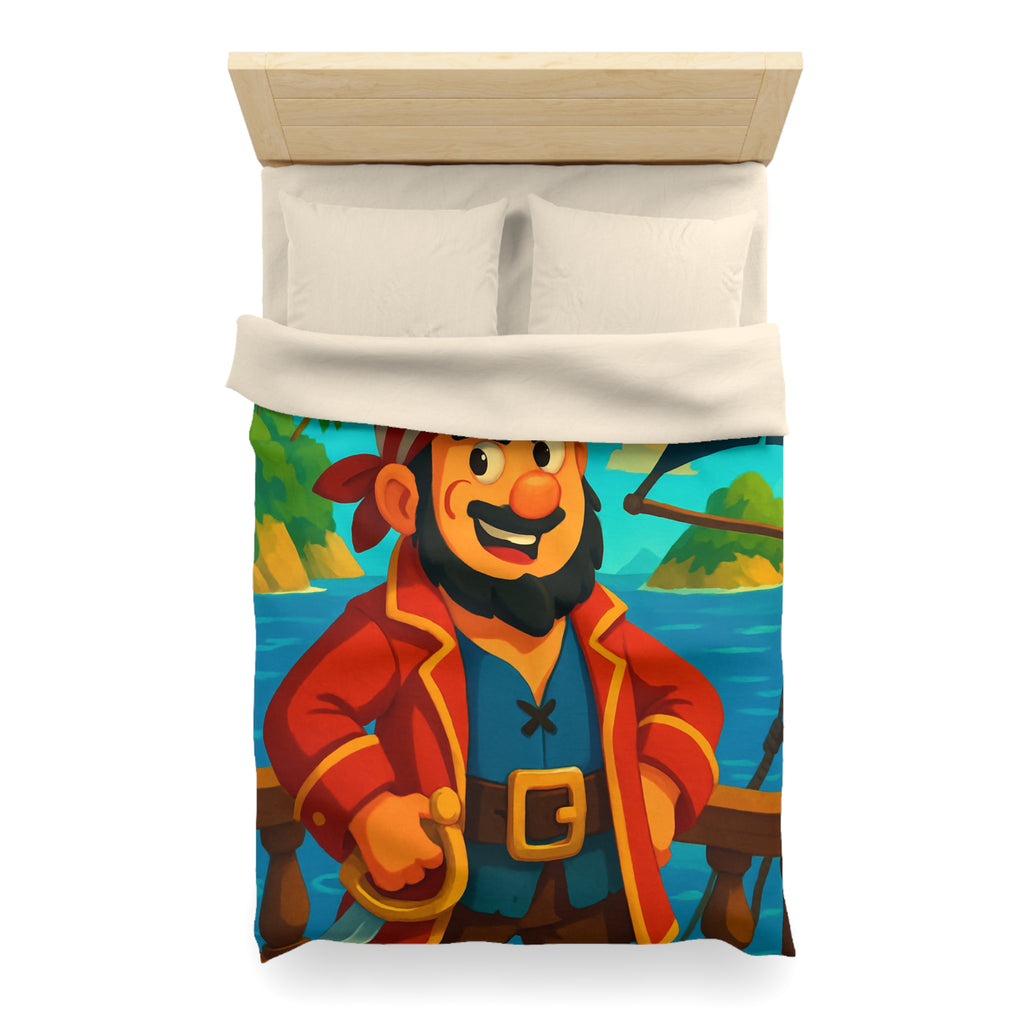 Housse de couette pirate joyeux avec carte au trésor et îles paradisiaques