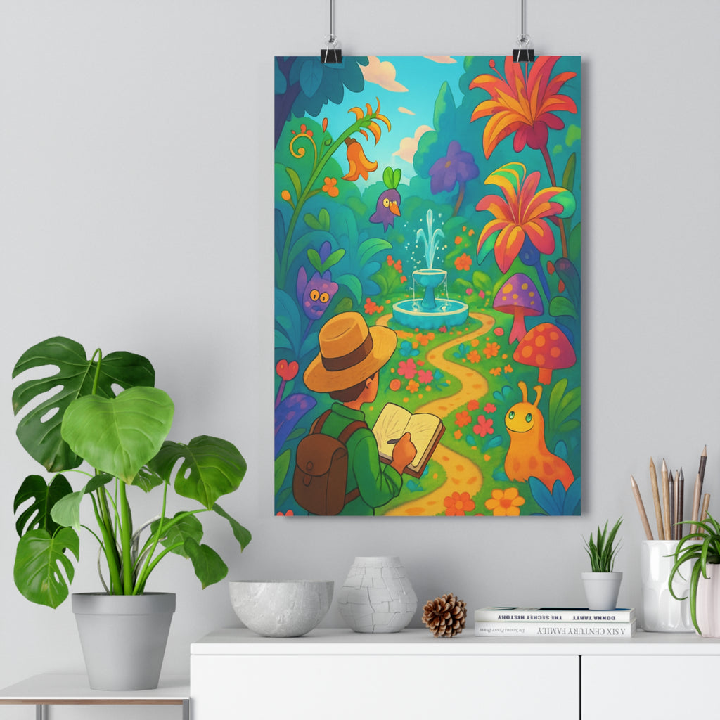 Poster décoratif enchanteur coloré moderne aventure jardin fantastique chambre salon créatif vibrant qualité visuel