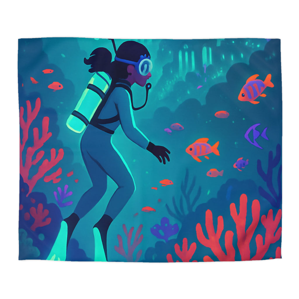 Plongée Sous-Marine Fantastique avec Récifs Colorés et Ville Mystérieuse en Arrière-Plan