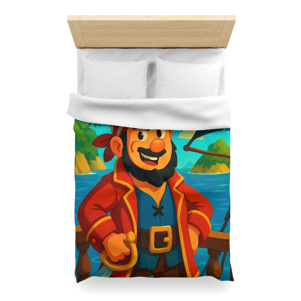 Housse de couette pirate joyeux avec carte au trésor et îles paradisiaques